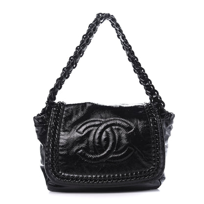 Chanel Crinkled Patent Modern Chain Flap Black 1 of 20