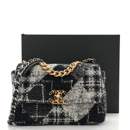 Chanel Tweed Quilted Medium Chanel 19 Flap Black White 12 of 12