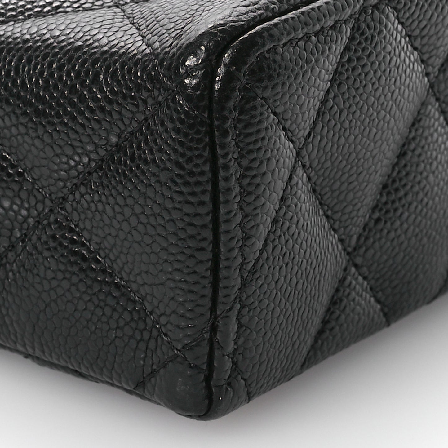 Caviar Quilted Top Handle Slim Vanity With Chain Black
