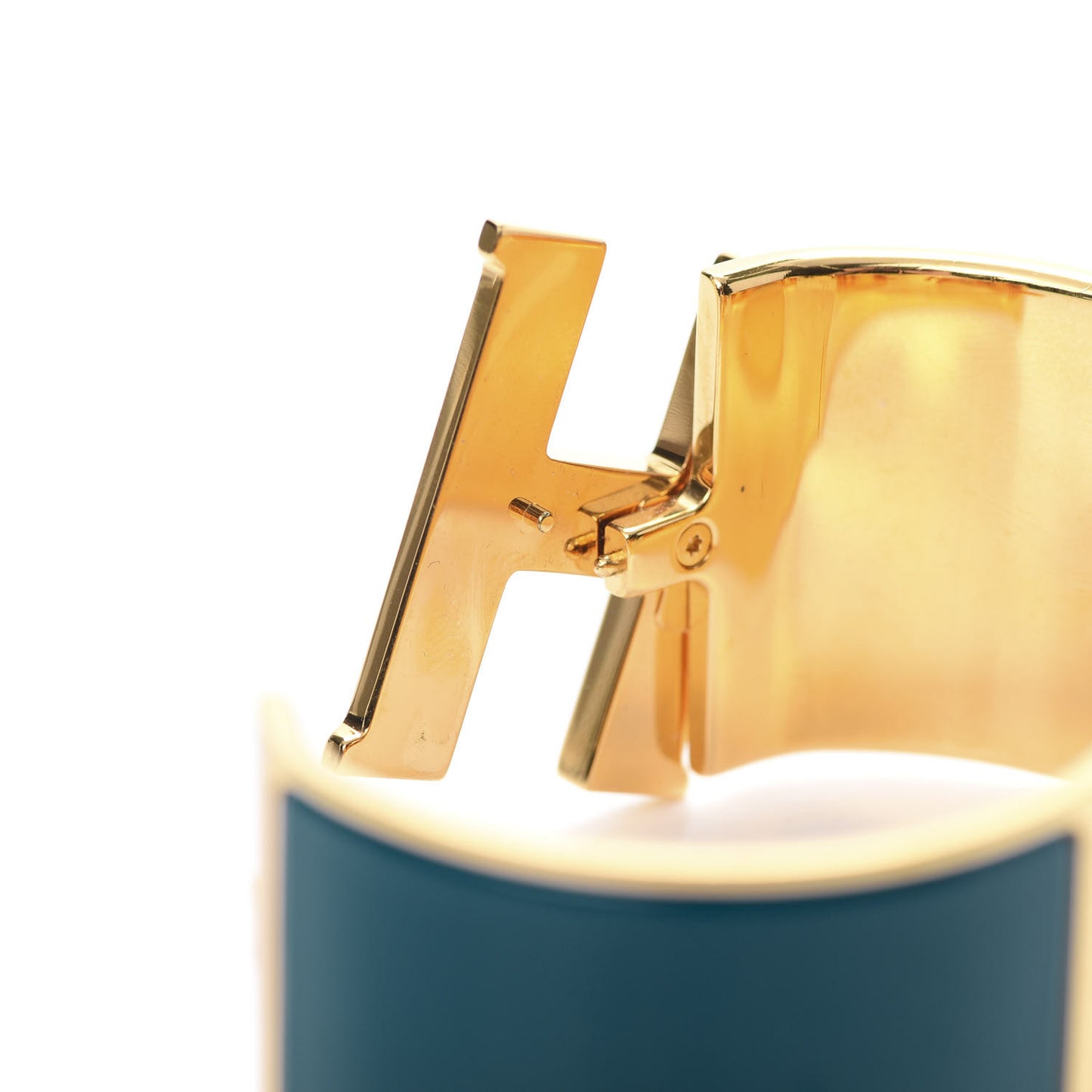 Enamel Extra Wide Clic Clac H Bracelet GM Bleu Canard