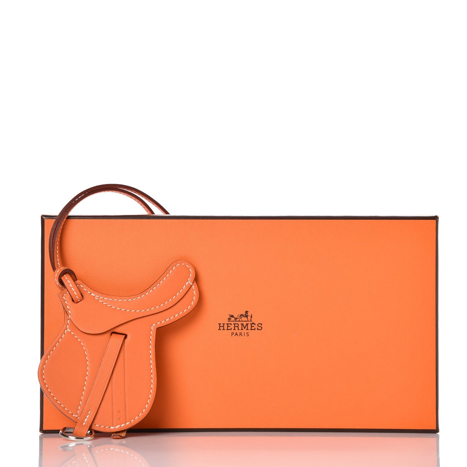 Hermes Swift Paddock Selle Horse Saddle Bag Charm Orange 4 of 4