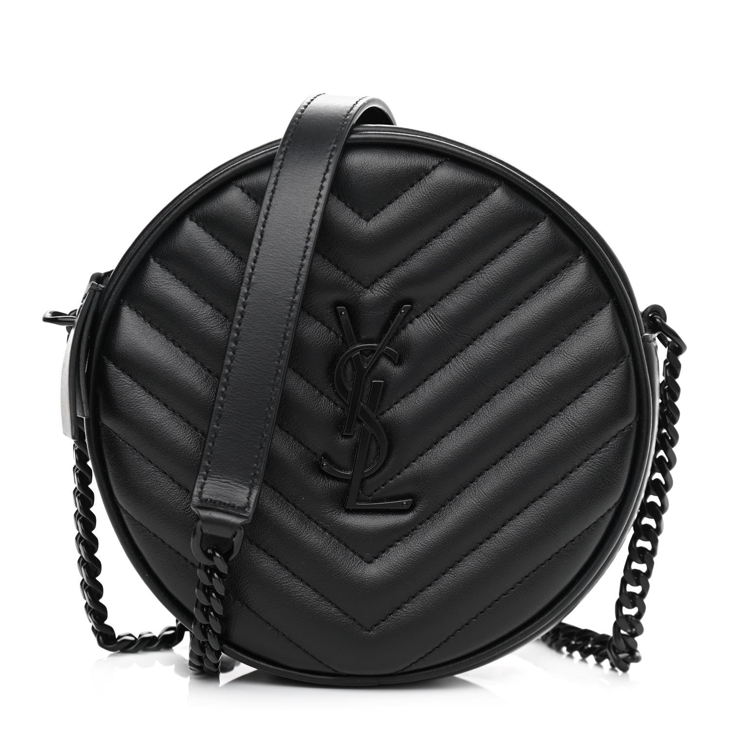 Saint Laurent Calfskin Matelasse Chevron Round Vinyle Camera Bag Black 1 of 11