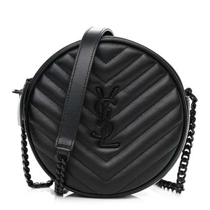 Saint Laurent Calfskin Matelasse Chevron Round Vinyle Camera Bag Black 1 of 11