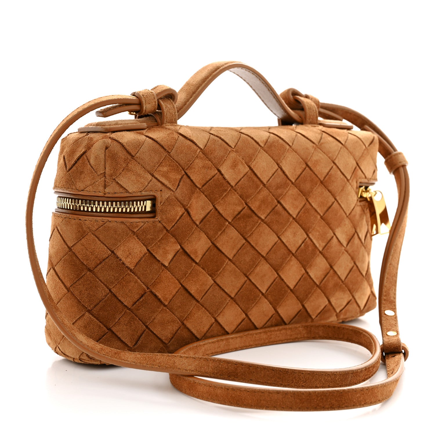 Bottega Veneta Suede Intrecciato Bang Bang Vanity Case Amber 3 of 10