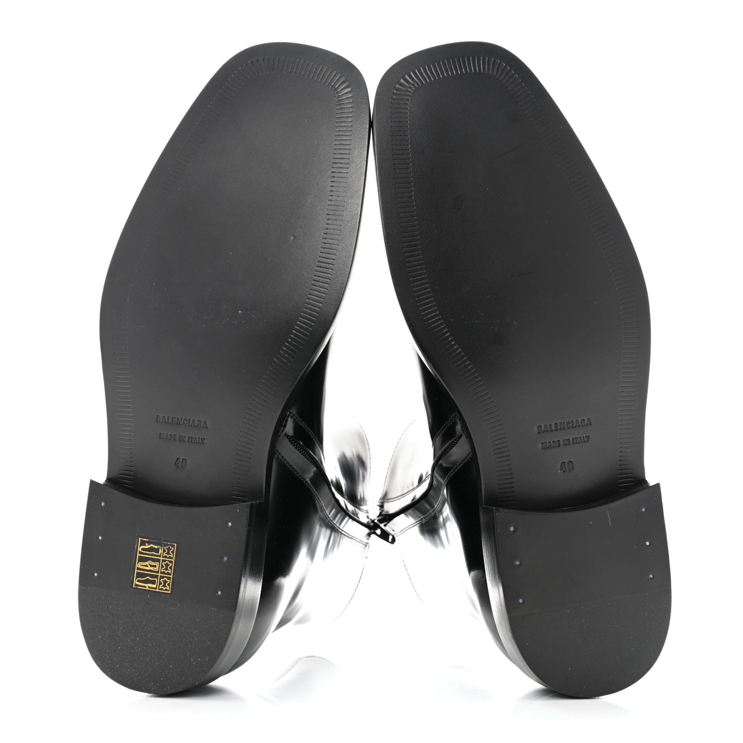 Polished Calfskin Rim Boots 40 Black