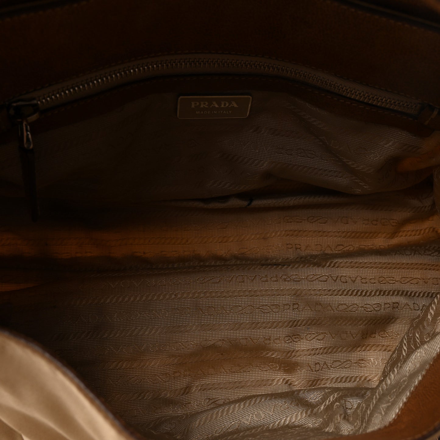 Tessuto Nylon Vitello Foldover Pushlock Satchel Beige