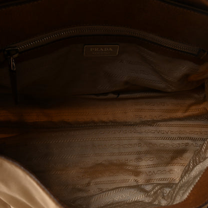 Prada Tessuto Nylon Vitello Foldover Pushlock Satchel Beige 6 of 10