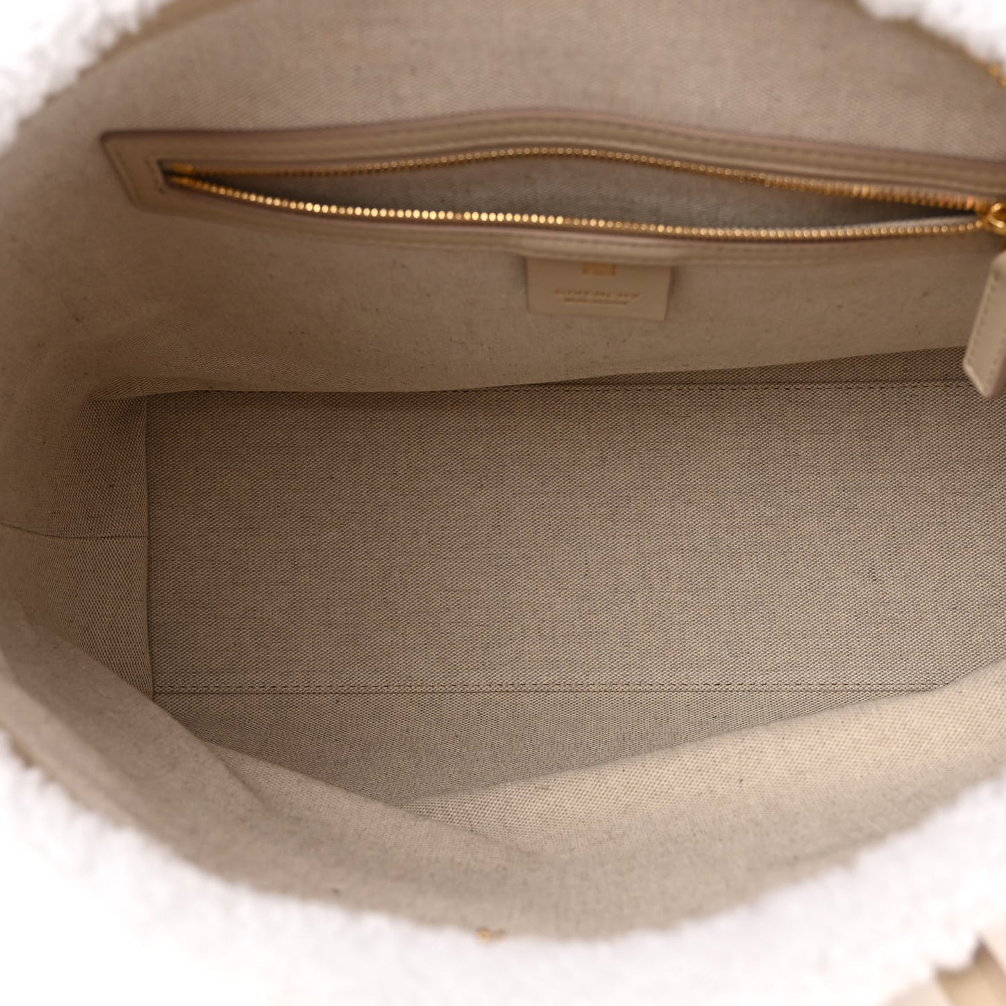Suede Shearling Small Antigona Natural Beige