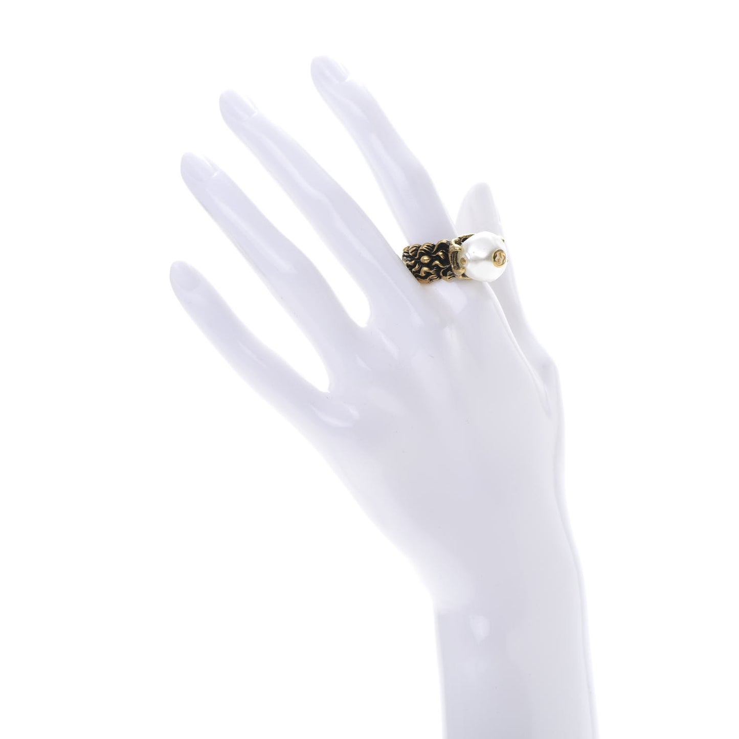 Metal Pearl Ring 9.5 Aged Gold