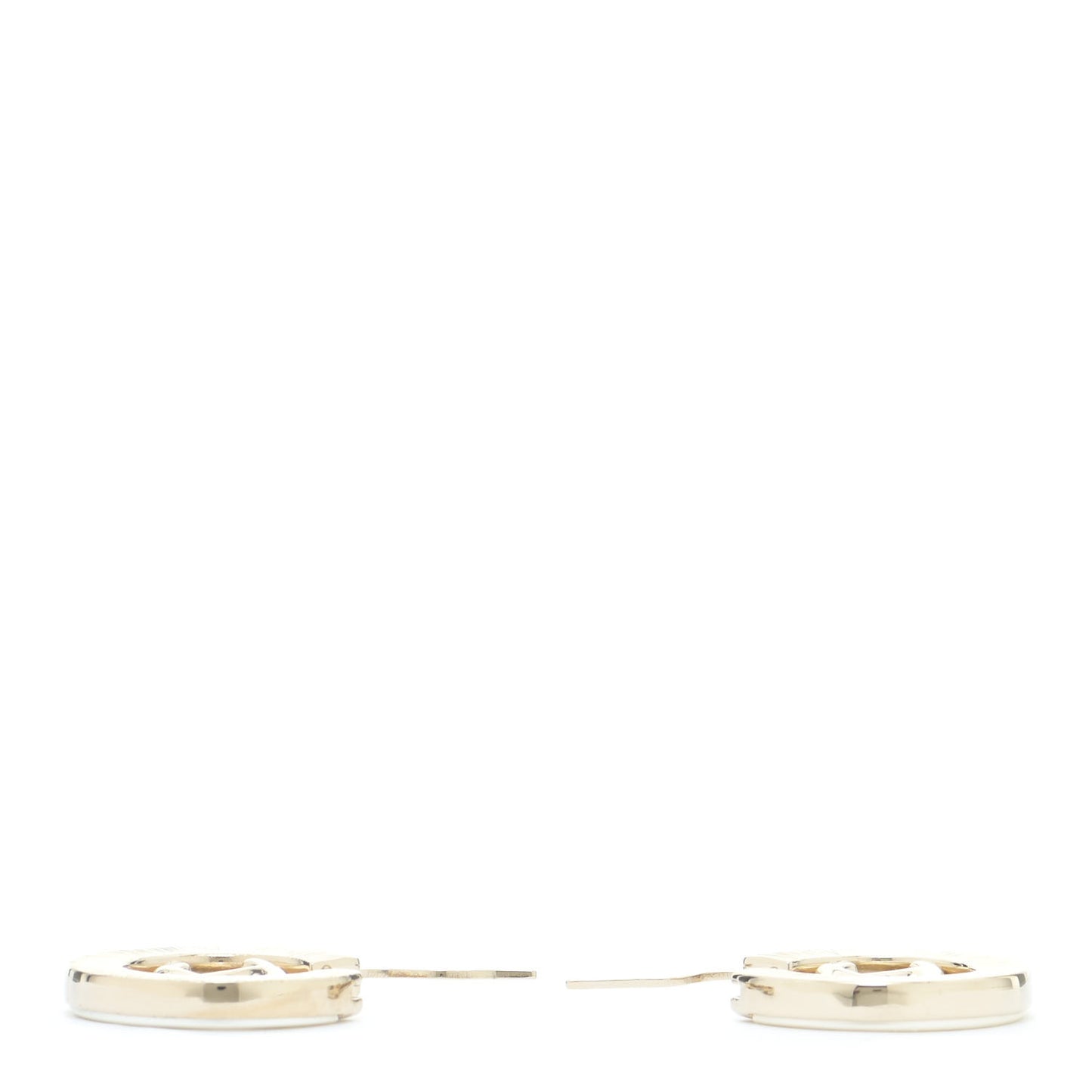 Metal Crystal Strass CC Hoop Earrings Gold