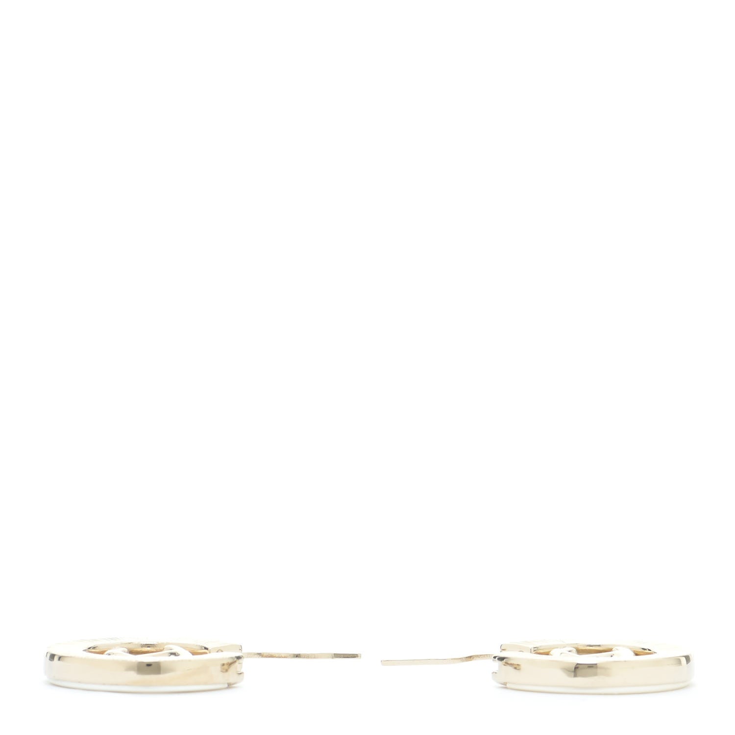 Chanel Metal Crystal Strass CC Hoop Earrings Gold 3 of 6