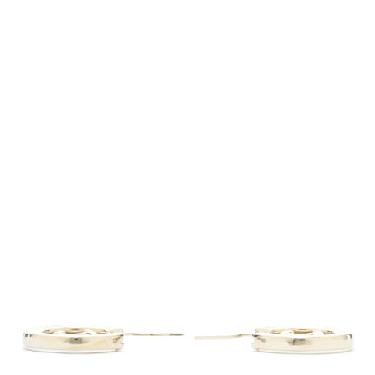 Chanel Metal Crystal Strass CC Hoop Earrings Gold 3 of 6
