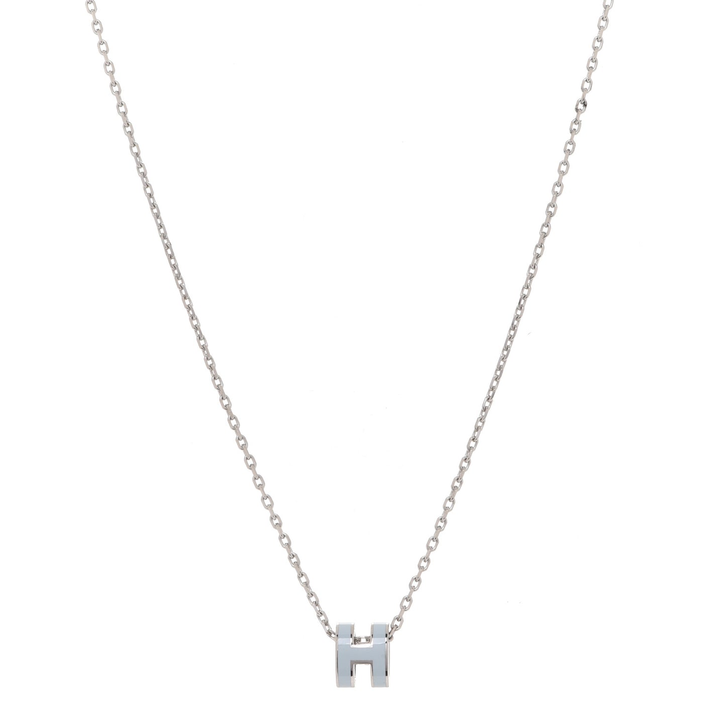 Lacquered Palladium Mini Pop H Pendant Necklace Bleu Zephyr