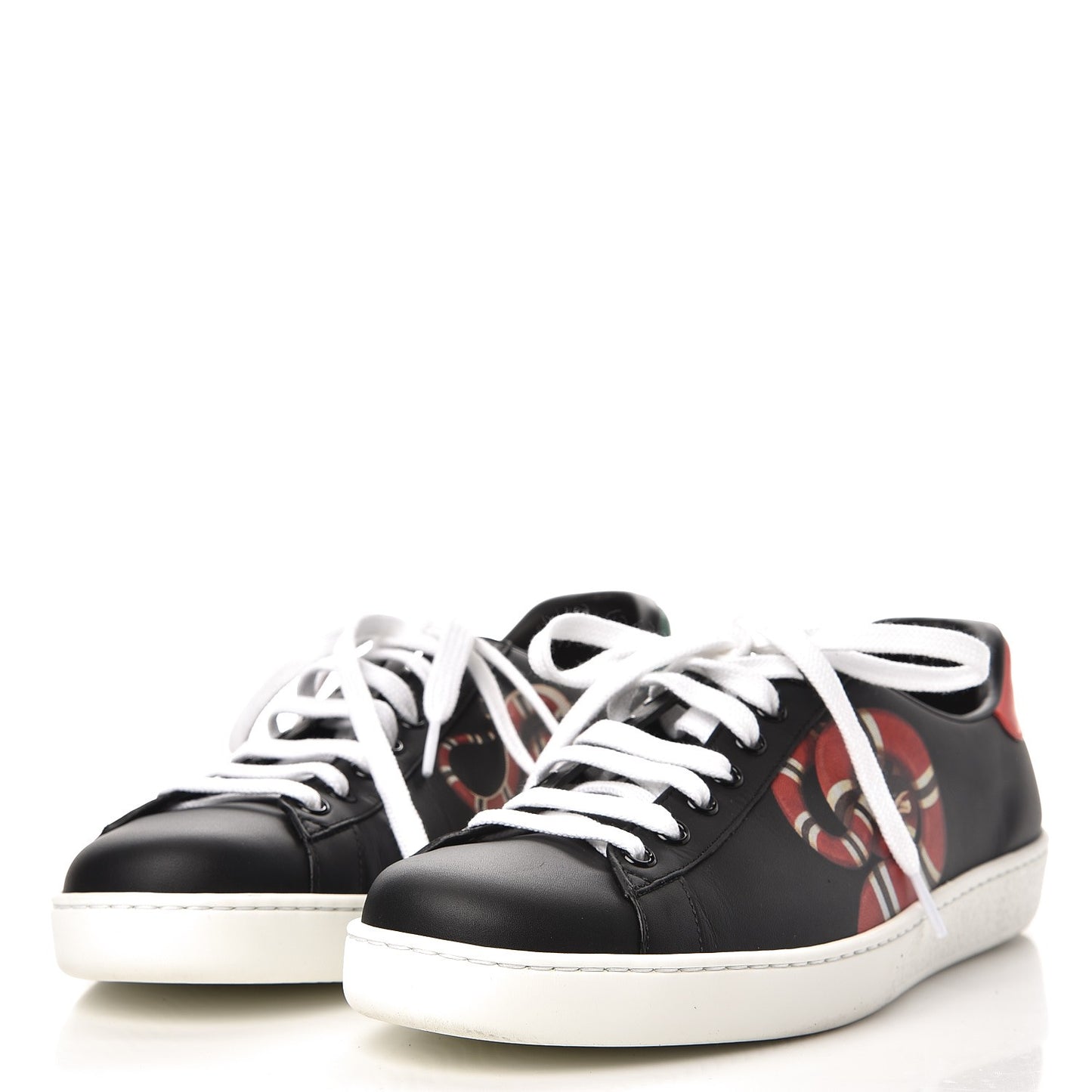 Calfskin Kingsnake Mens Ace Sneakers 8 Black Multicolor