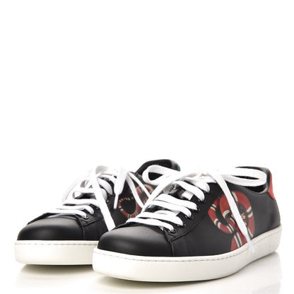 Gucci Calfskin Kingsnake Mens Ace Sneakers 8 Black Multicolor 3 of 9
