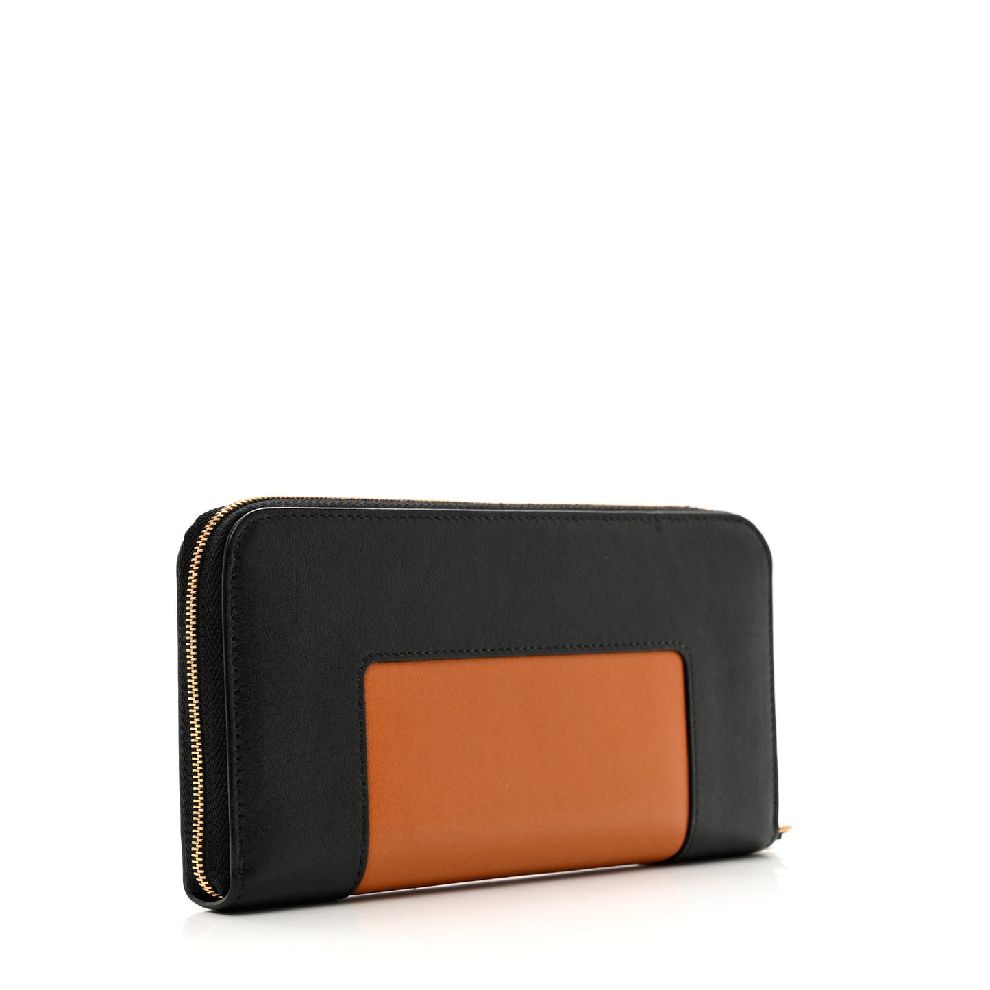 Silky Calfskin Colorblock 12 Card Zip Around Wallet Nutmeg
