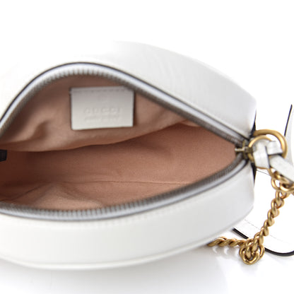 Gucci Calfskin Matelasse Mini GG Marmont Round Shoulder Bag White 5 of 12