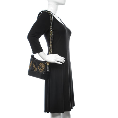 Chanel Aged Calfskin Quilted Charms Small Gabrielle Hobo Black 2 of 10