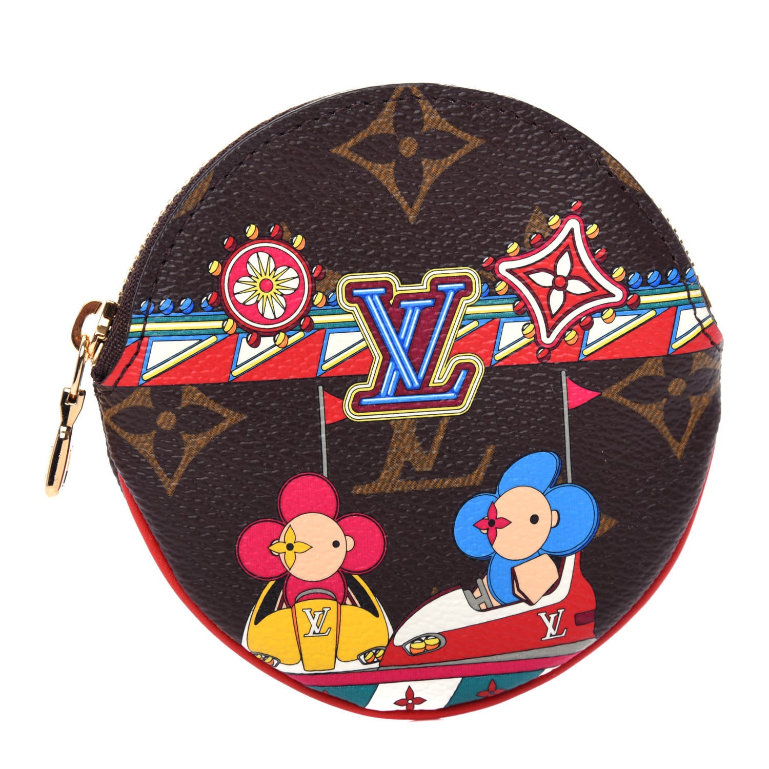 Louis Vuitton Monogram 2020 Christmas Animation Bumper Cars Round Coin Purse Coquelicot 1 of 7