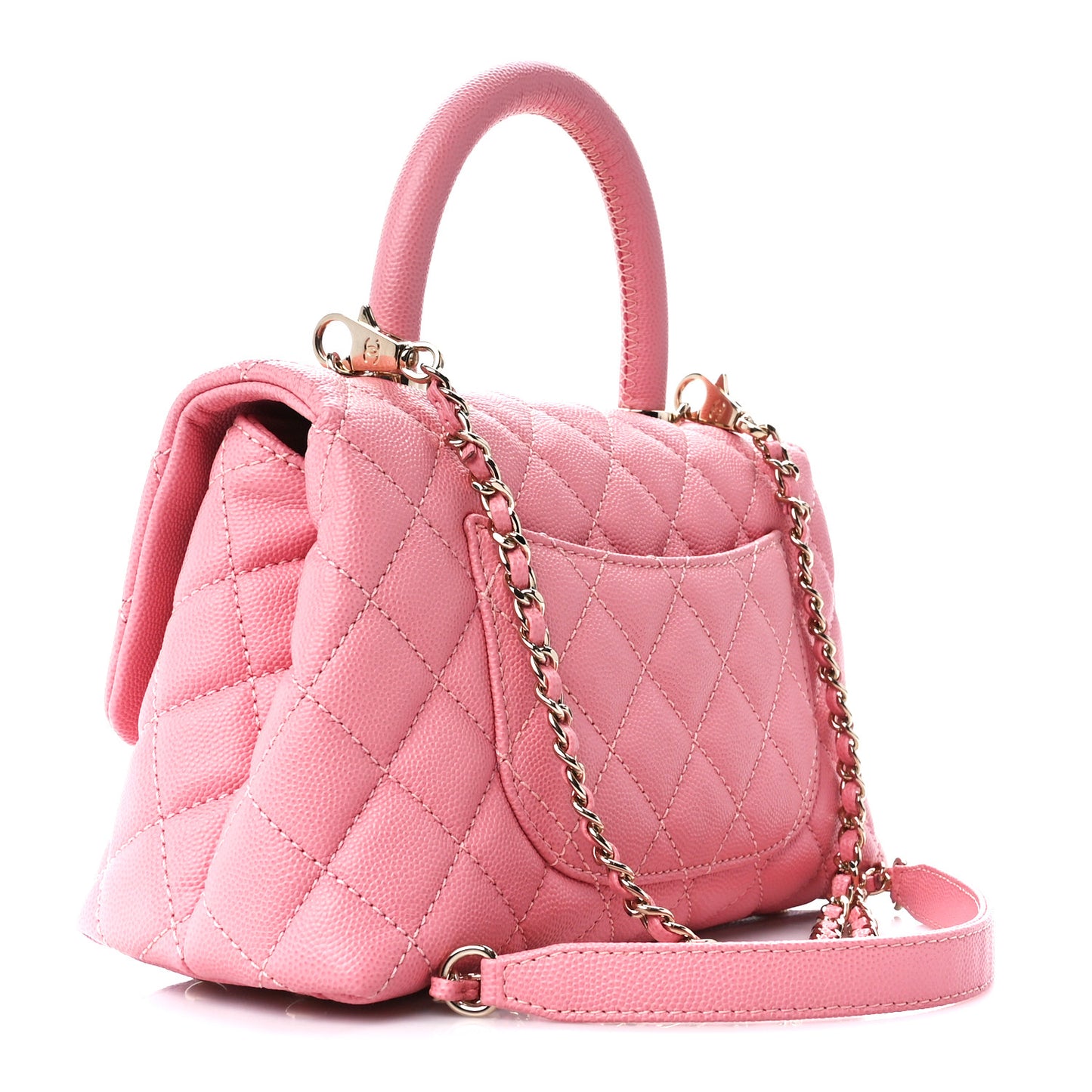 Caviar Quilted Mini Coco Handle Flap Pink