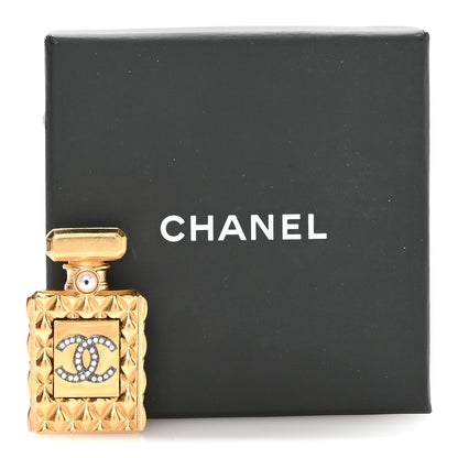 Chanel Enamel Pearl Quilted Perfume Bottle CC Brooch Gold 8 of 8