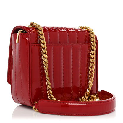 Saint Laurent Patent Matelasse Monogram Small Vicky Chain Bag Red 3 of 16