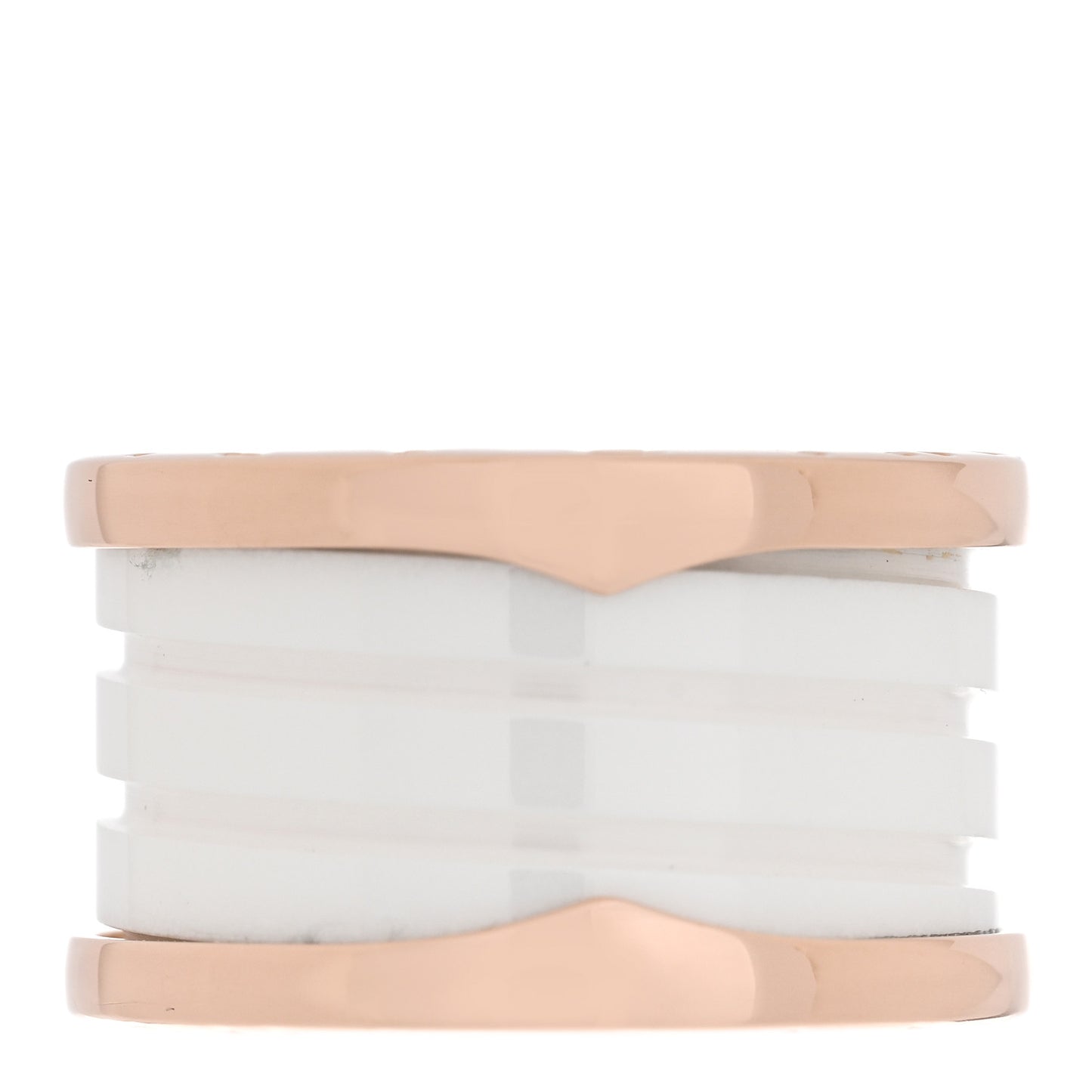18K Rose Gold White Ceramic B.Zero1 Four-Band Ring 47 4