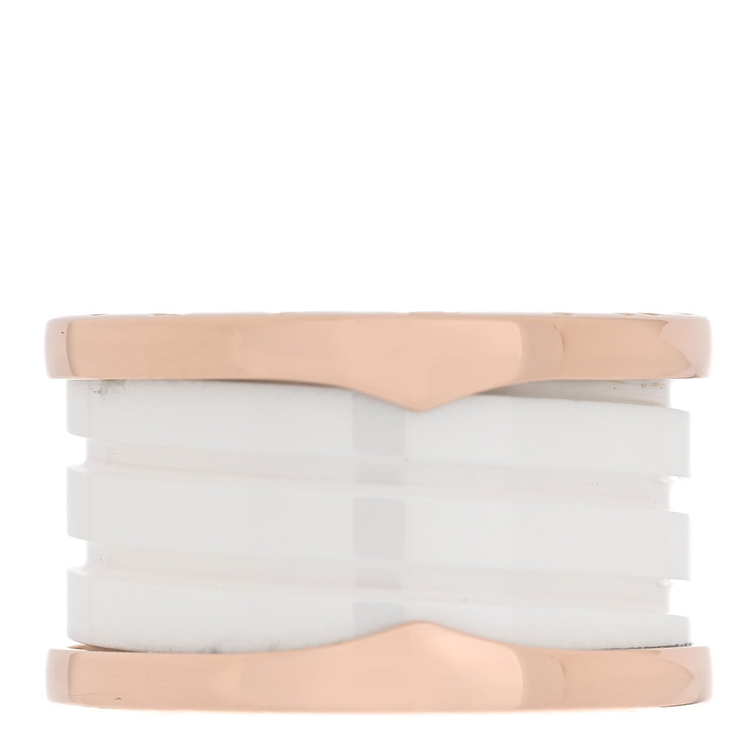 Bulgari 18K Rose Gold White Ceramic B.Zero1 Four-Band Ring 47 4 3 of 5