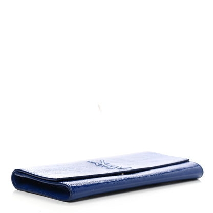 Saint Laurent Textured Patent Monogram Large Belle De Jour Clutch Royal Blue 4 of 13