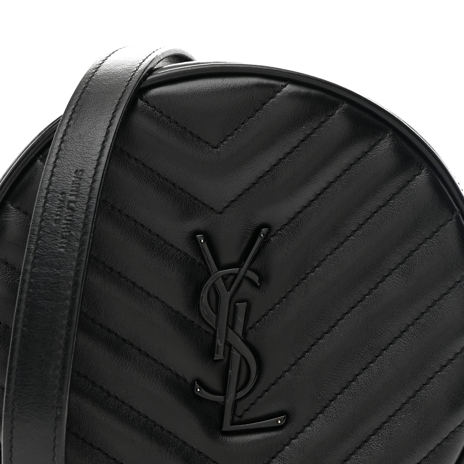 Saint Laurent Calfskin Matelasse Chevron Round Vinyle Camera Bag Black 8 of 11
