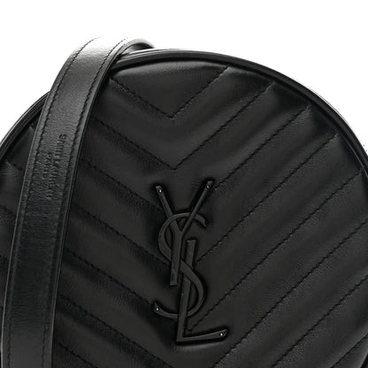 Saint Laurent Calfskin Matelasse Chevron Round Vinyle Camera Bag Black 8 of 11