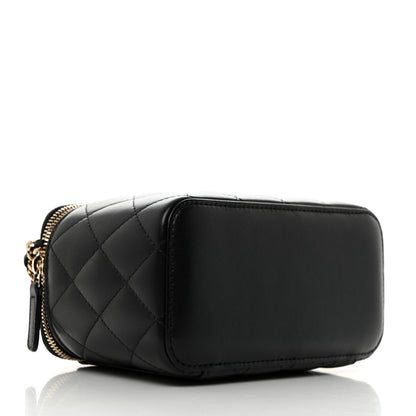 Chanel Lambskin Quilted Small Top Handle Vanity Case With Chain Black 4 of 11