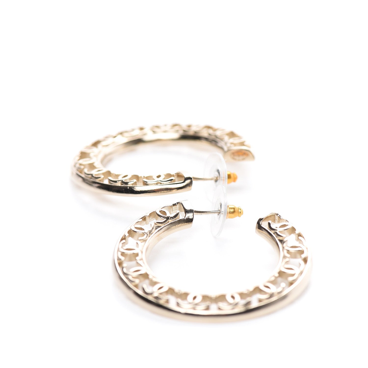 Chanel CC Hoop Earrings Gold 3 of 5