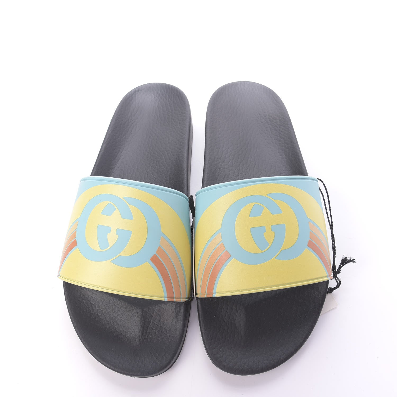 Gucci Rubber GG Rainbow Mens Pursuit Pool Slide Sandals 12 Aquamarine 6 of 10
