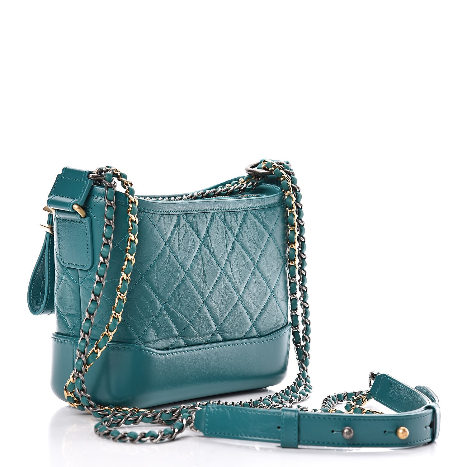 Chanel Aged Calfskin Quilted Small Gabrielle Hobo Turquoise 4 of 11