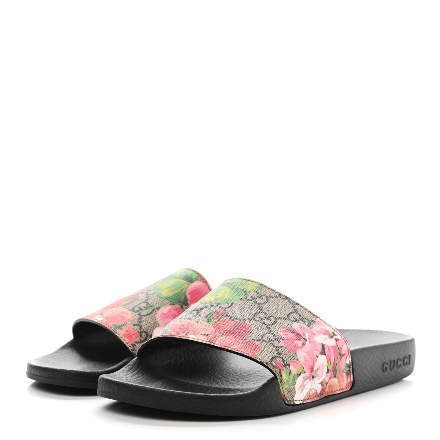Gucci GG Supreme Monogram Blooms Slide Sandals 37 Beige Multicolor 3 of 9