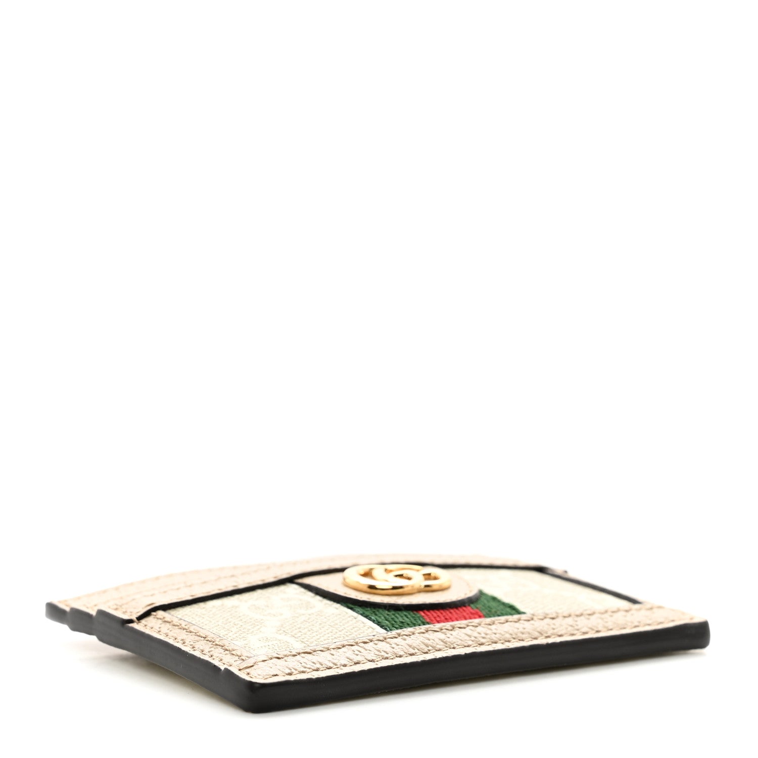 Gucci GG Supreme Monogram Textured Dollar Calfskin Web Ophidia Card Holder Beige Mystic White Oatmeal 4 of 7
