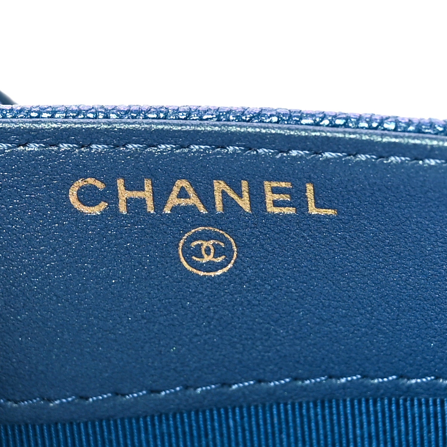 Chanel Iridescent Caviar Quilted Classic Strap Pouch Dark Blue 7 of 10