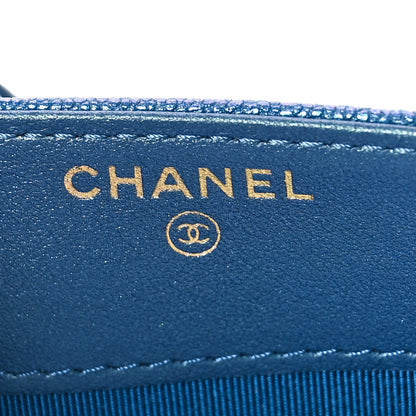 Chanel Iridescent Caviar Quilted Classic Strap Pouch Dark Blue 7 of 10