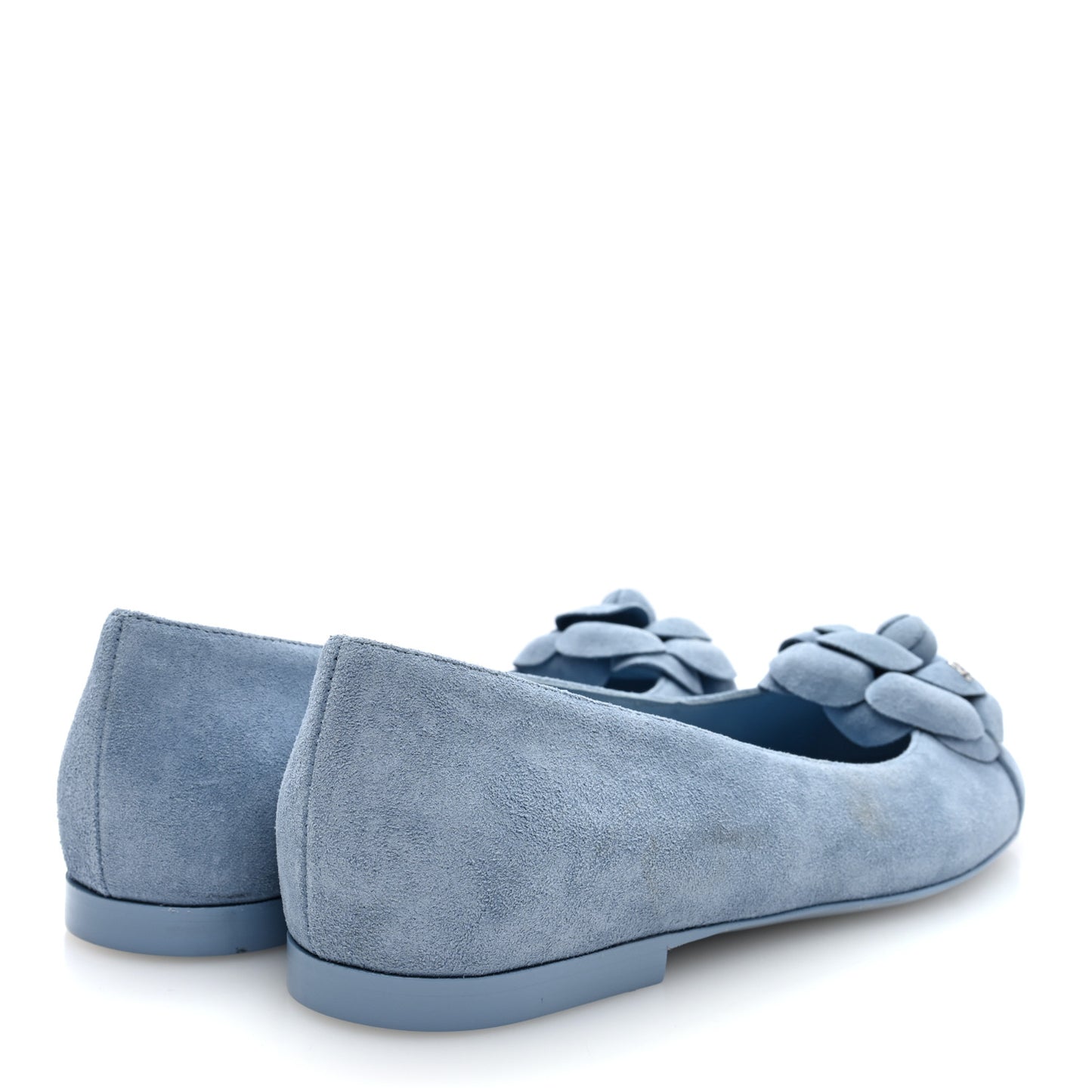 Suede Cap Toe Camellia Ballerina Flats 36.5 Light Blue
