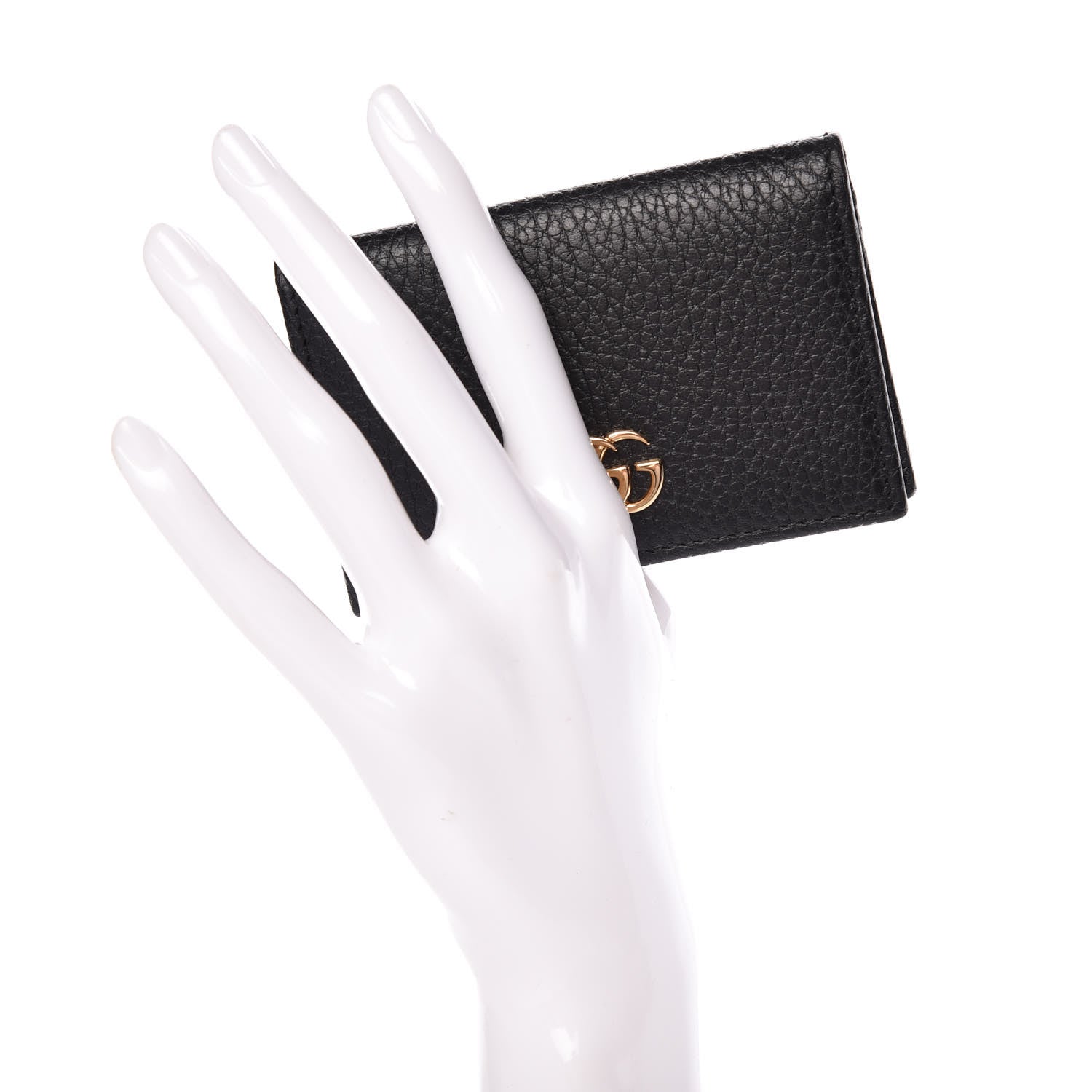 Gucci Pebbled Calfskin GG Marmont Card Case Black 2 of 8