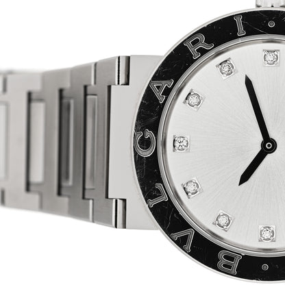 Bulgari Stainless Steel Diamond 33mm Quartz Watch Silver 6 of 7