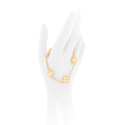 Van Cleef & Arpels 18K Yellow Gold 5 Motifs Guilloche Vintage Alhambra Bracelet 2 of 5