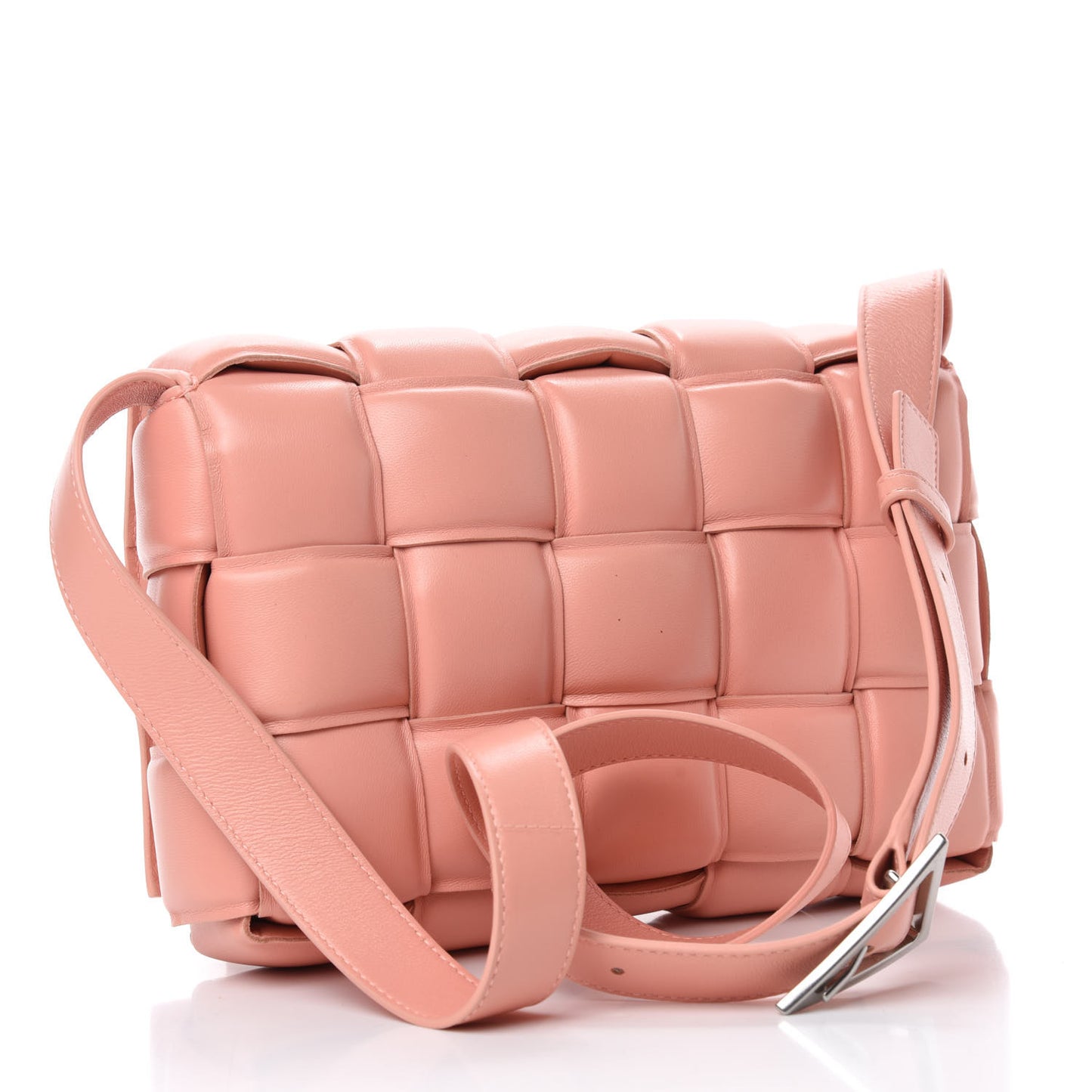Nappa Maxi Intreccio Padded Cassette Crossbody Bag Peachy