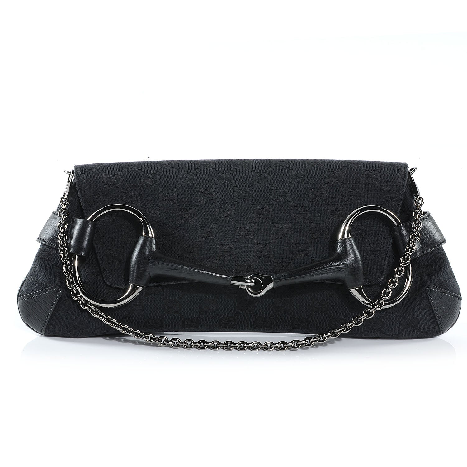 Gucci Monogram Horsebit Clutch Black 1 of 7