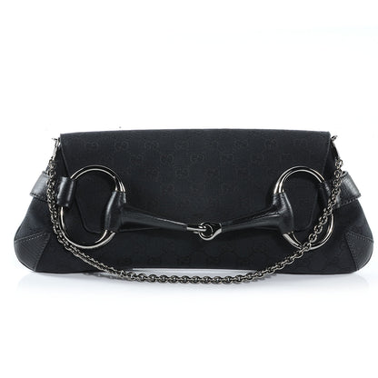 Gucci Monogram Horsebit Clutch Black 1 of 7