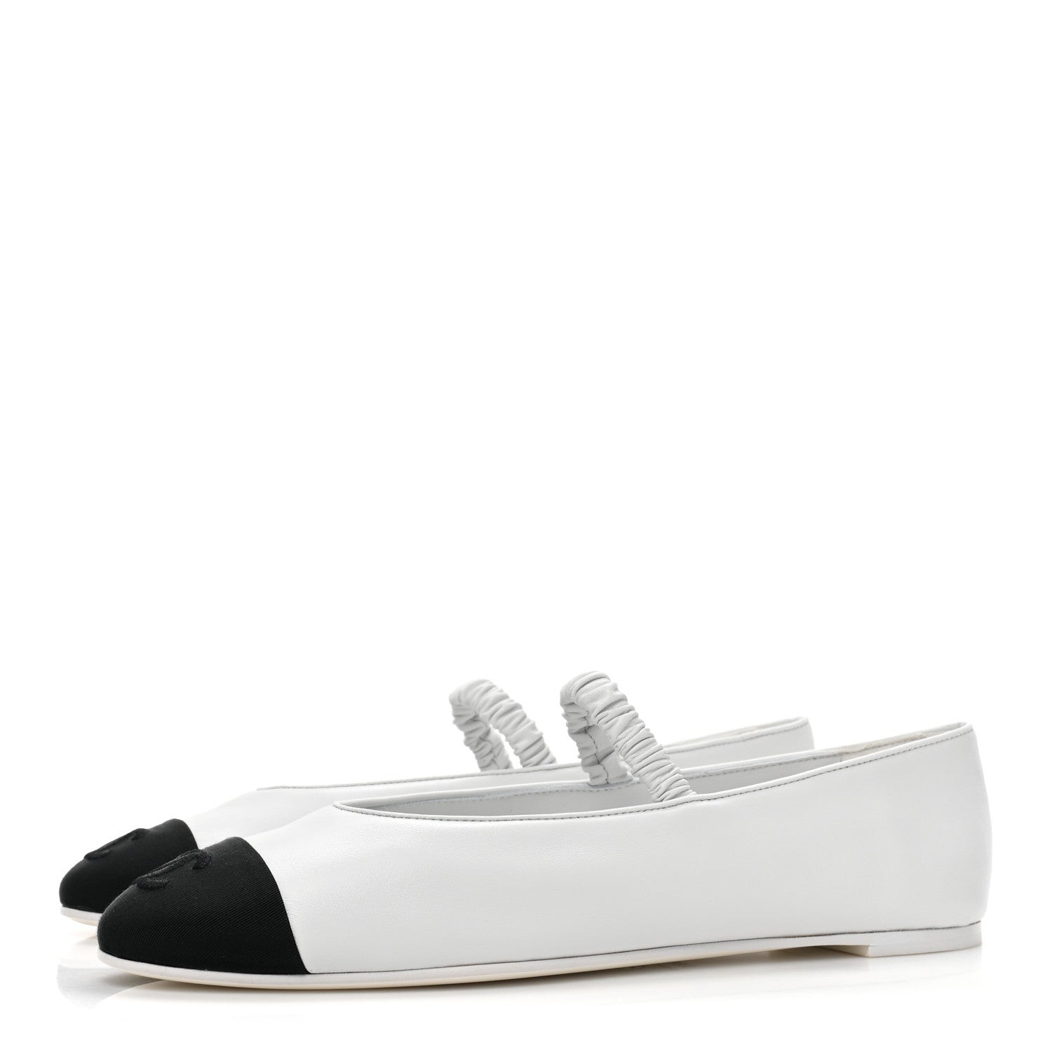 Chanel Lambskin Grosgrain Cap Toe CC Ballerina Flats With Leg Warmers 39.5 White 4 of 10