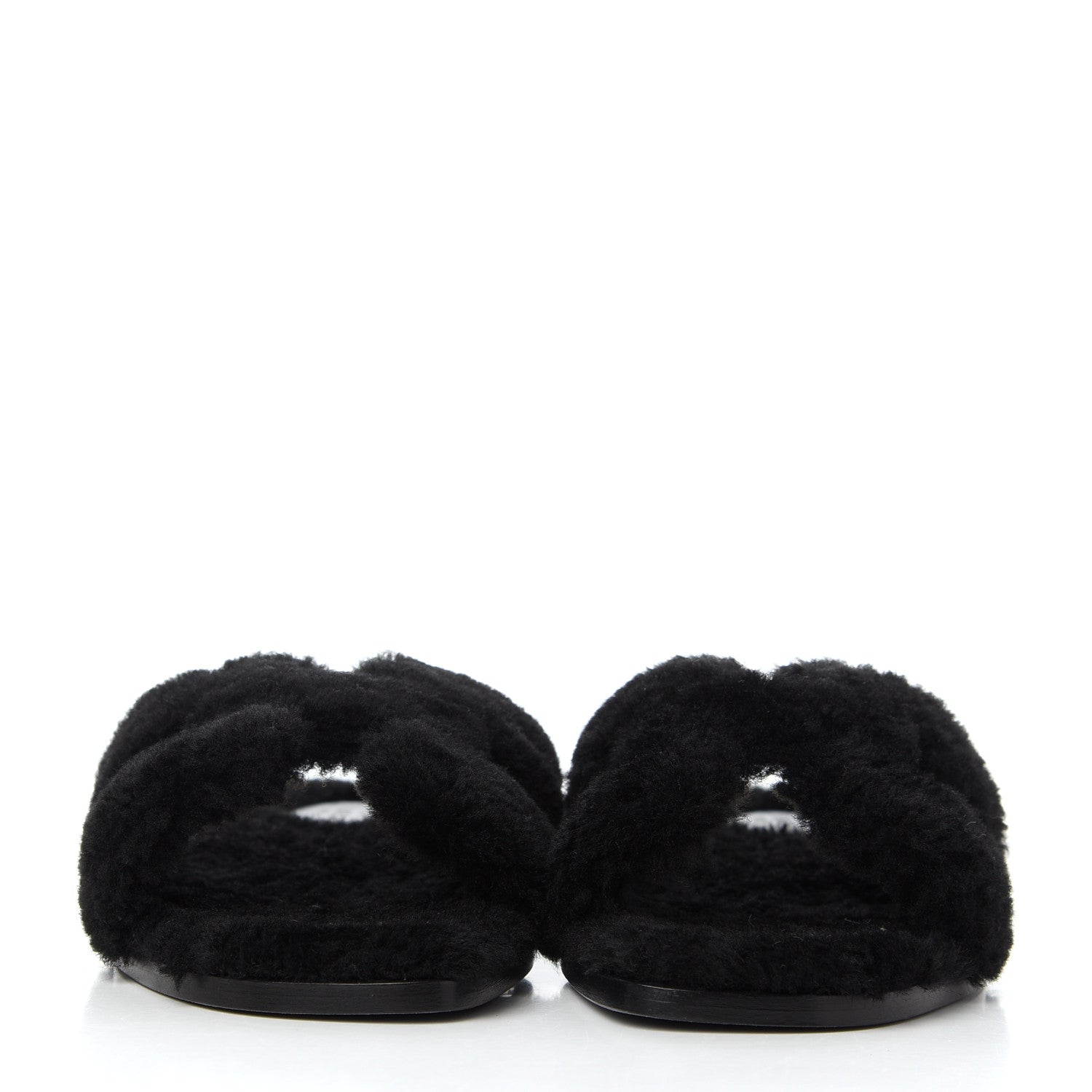 Hermes Woolskin Oran Sandals 37 Black 2 of 8