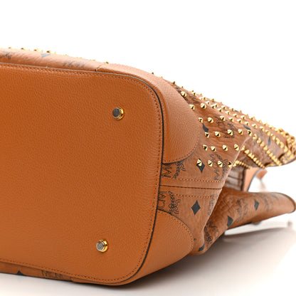 MCM Visetos Swarovski Crystal Shopper Tote Cognac 9 of 9
