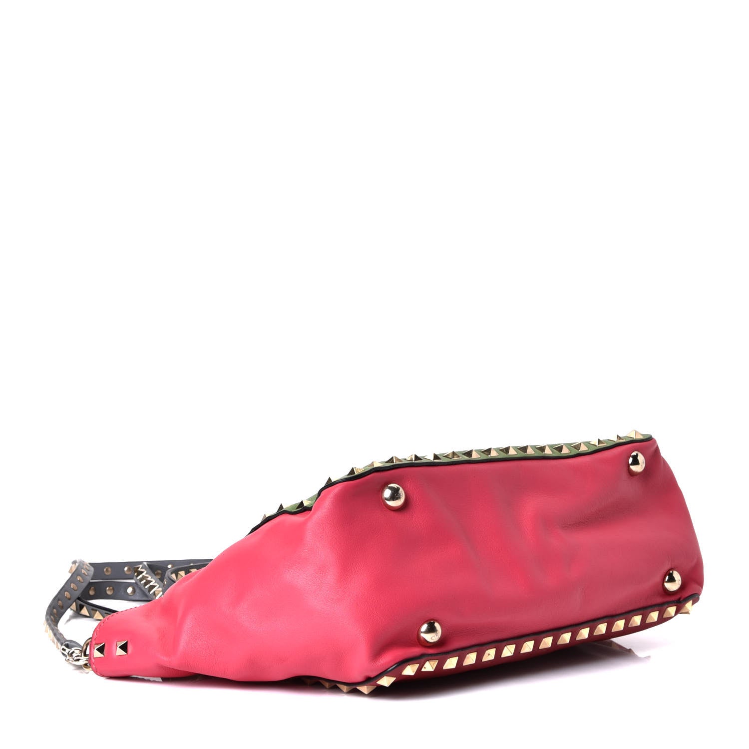 Valentino Garavani Vitello Colorblock Small Rockstud Tote Deep Rose Clover Grey Scarlet 3 of 6